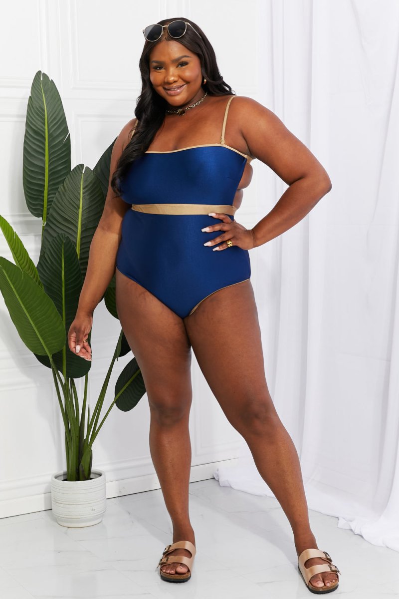 Marina West Swim Wave Break Contrast Trim One-Piece - Taplike