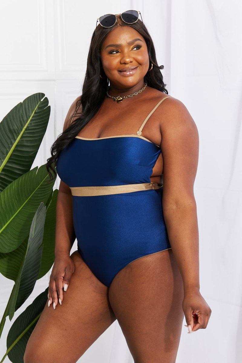 Marina West Swim Wave Break Contrast Trim One-Piece - Taplike