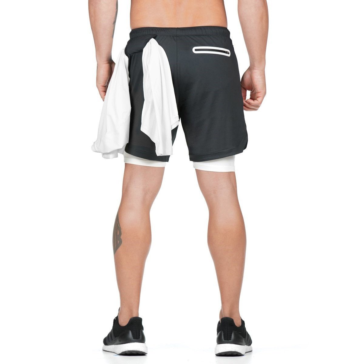 Men 2 in 1 Running Shorts Gym Workout Quick Dry Mens Short with Pocket - Taplike