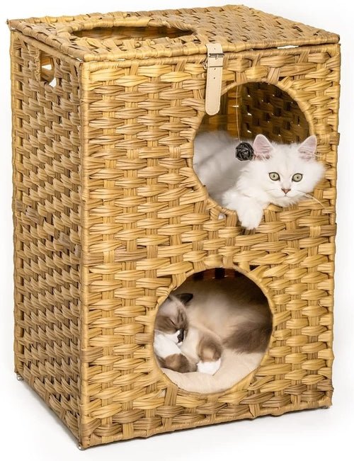 MEWOOFUN Cat House Wicker Cat Bed for Indoor Cats Woven Rattan Cat - Taplike