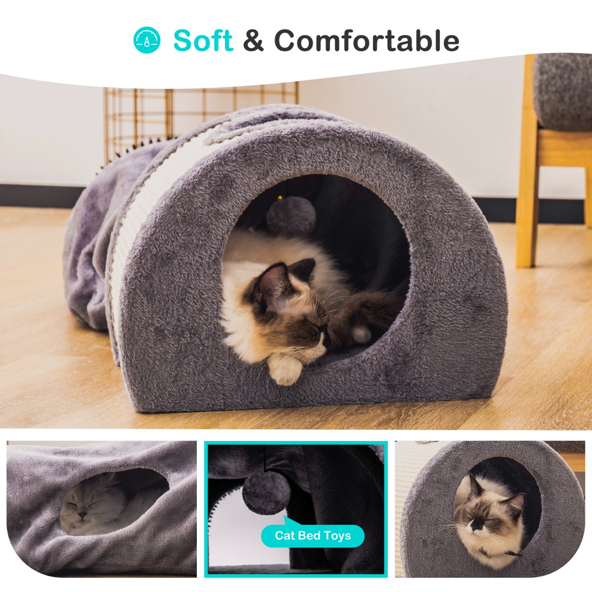 Mewoofun Cat Tunnel Cat Bed Toys Soft Comfortable Multifunction - Taplike