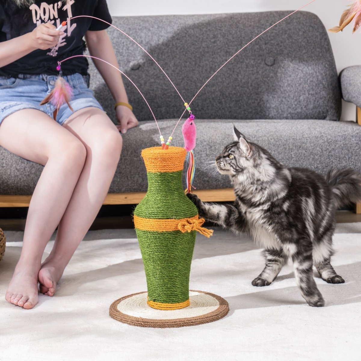 MewooFun Cotton and Linen Vase-Shaped Cat Toys Interactive Toys Cat - Taplike