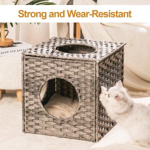 Mewoofun Handmade Cat Supplies Cat House for Indoor Woven Rattan - Taplike