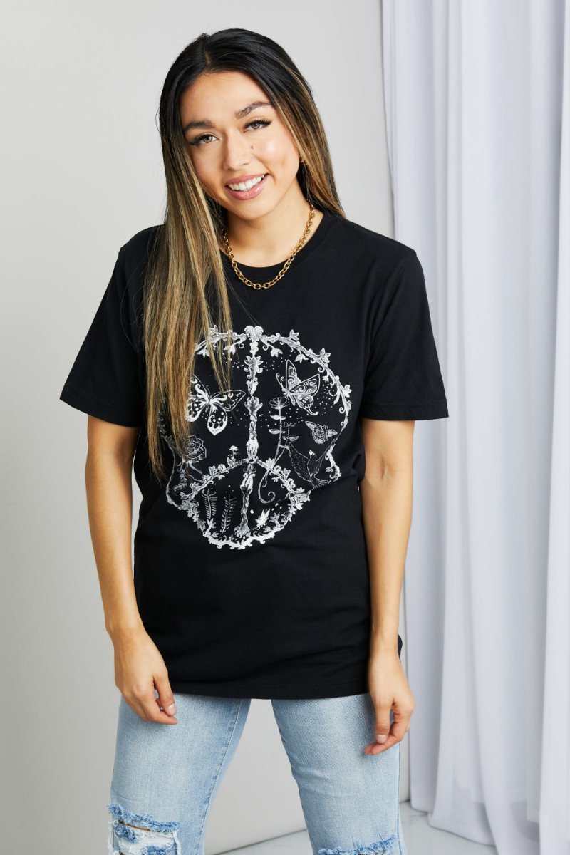 mineB Full Size Butterfly Graphic Tee Shirt | TLU247 - TapLike