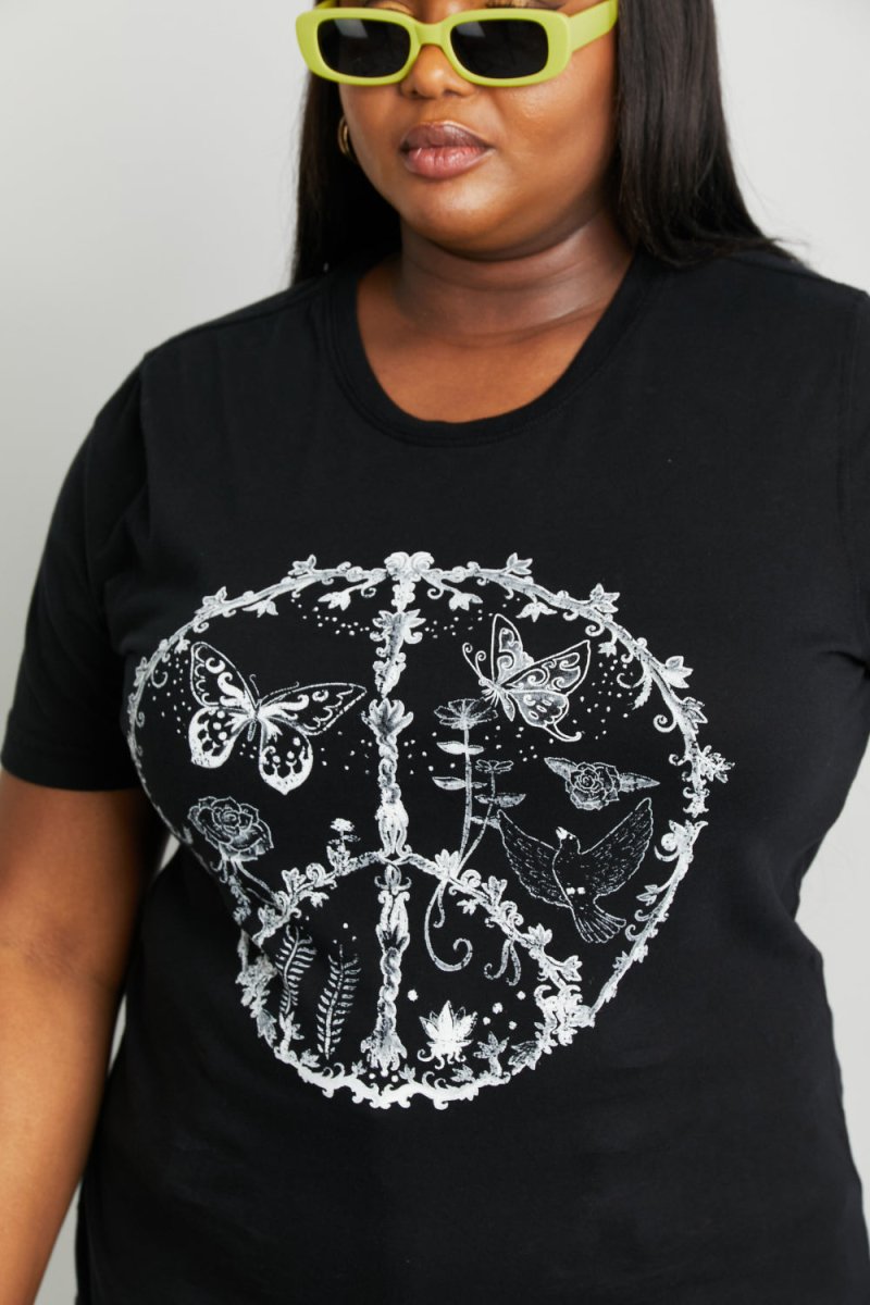 mineB Full Size Butterfly Graphic Tee Shirt | TLU247 - TapLike