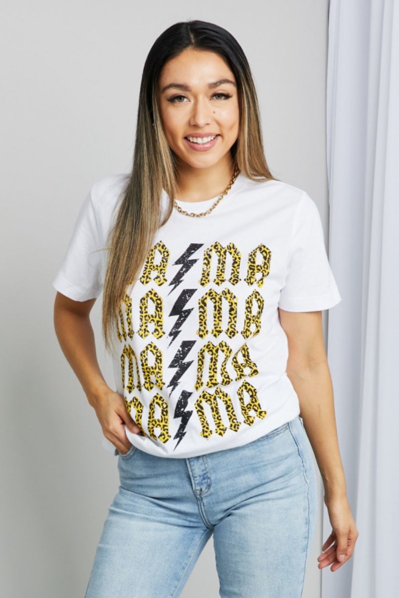 mineB Full Szie MAMA Leopard Lightning Graphic Tee | TLU251 - TapLike