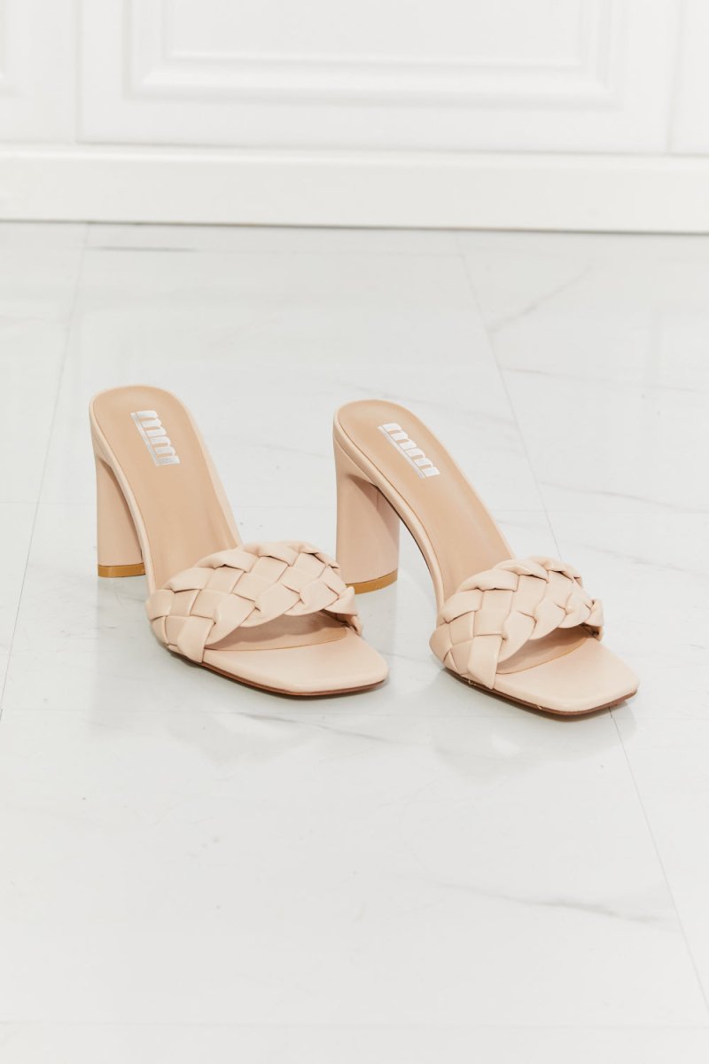 MMShoes Top of the World Braided Block Heel Sandals in Beige - Taplike