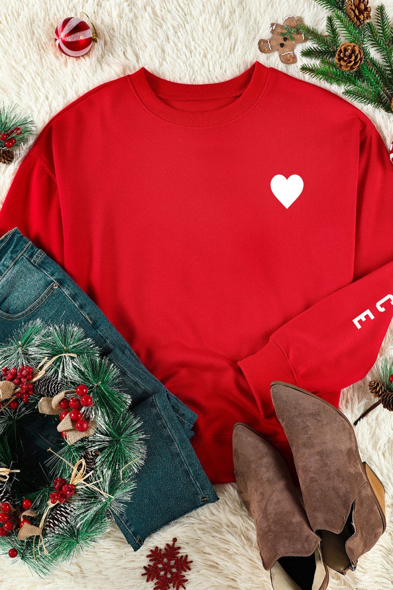 NAUGHTY NICE Heart Graphic Sweatshirt - TapLike