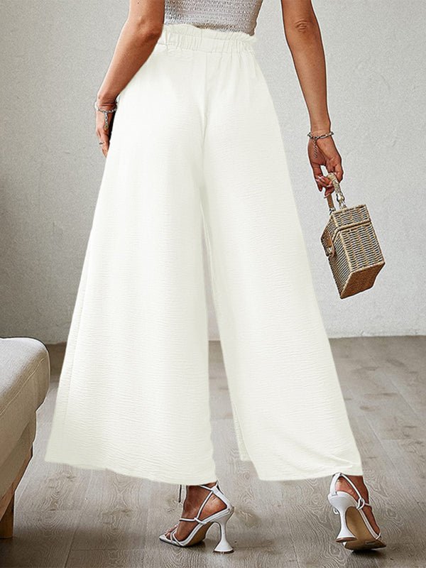 New bow loose high waist pleated wide leg pants with belt pants - Taplike