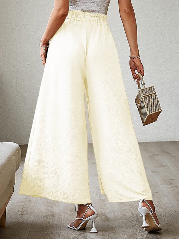 New bow loose high waist pleated wide leg pants with belt pants - Taplike