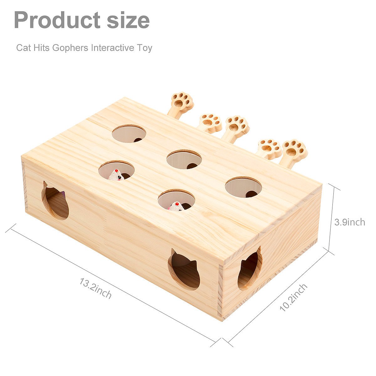 New MewooFun Cat Toys Interactive Whack-a-mole Solid Wood Toys for - Taplike