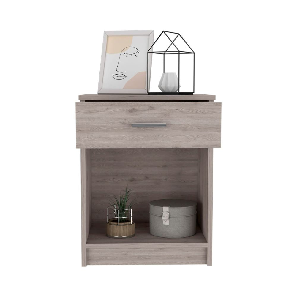 Nightstand Coco, Single Drawer, Lower Shelf, Light Gray Finish - Taplike