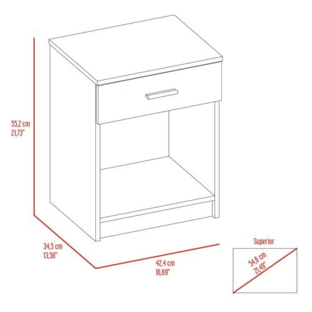 Nightstand Coco, Single Drawer, Lower Shelf, Light Gray Finish - Taplike