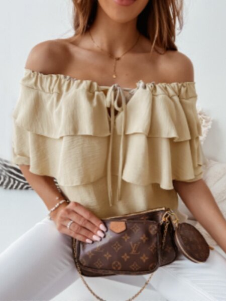 Off the Shoulder Convertible Ruffle Blouse H6ACEE8PSH - Taplike