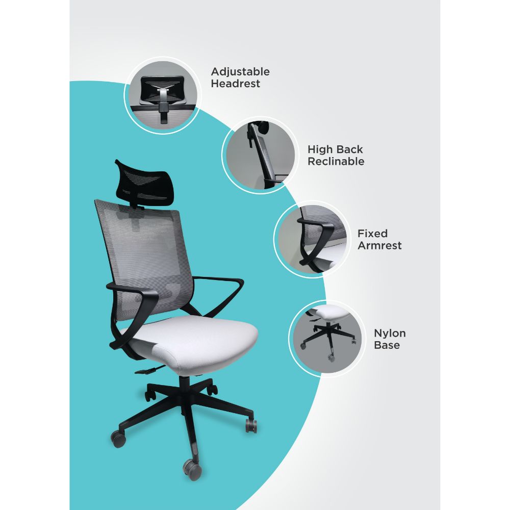 Office Chair Retun, Full Back Revolving Ergonomic, Black Wengue/ Smoke - Taplike