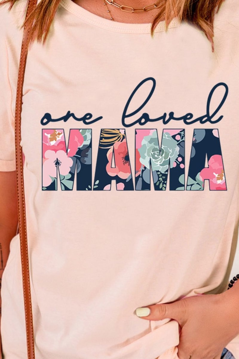 ONE LOVED MAMA Floral Graphic Tee - TapLike