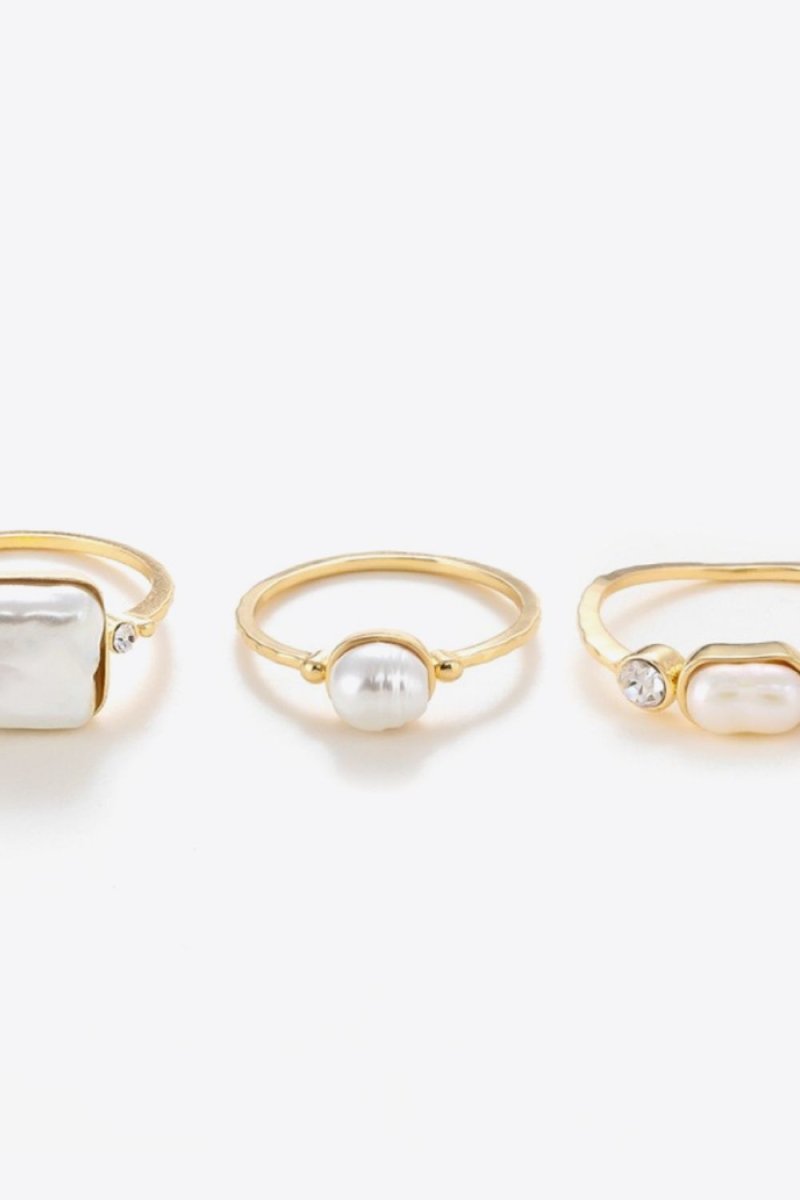 Pearl 18K Gold-Plated Ring Set - TapLike