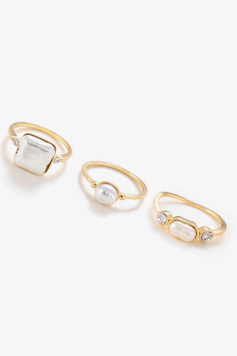 Pearl 18K Gold-Plated Ring Set - TapLike