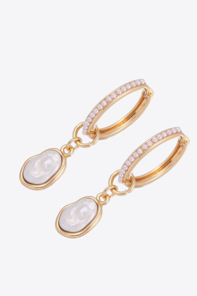 Pearl Huggie Drop Earrings - Taplike