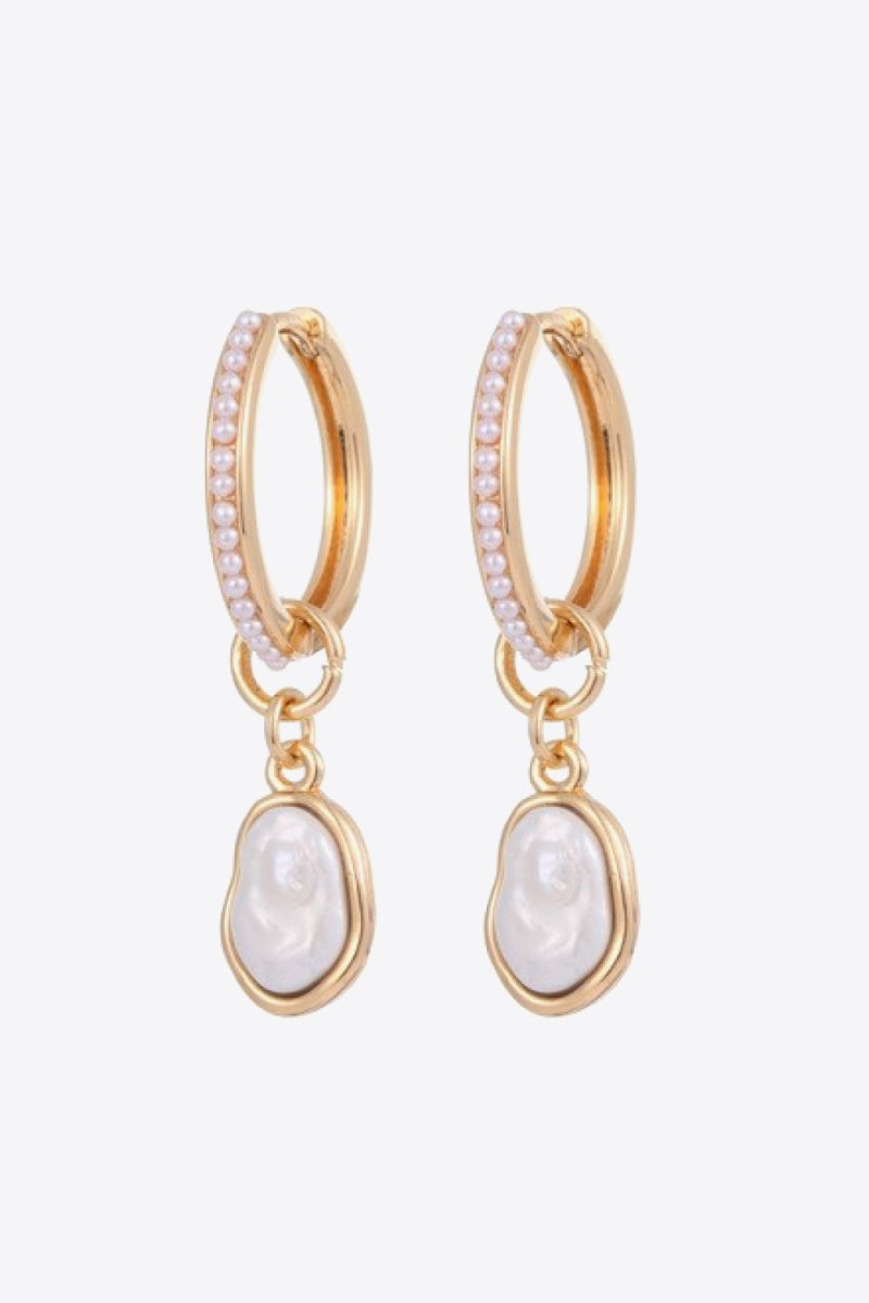 Pearl Huggie Drop Earrings - Taplike
