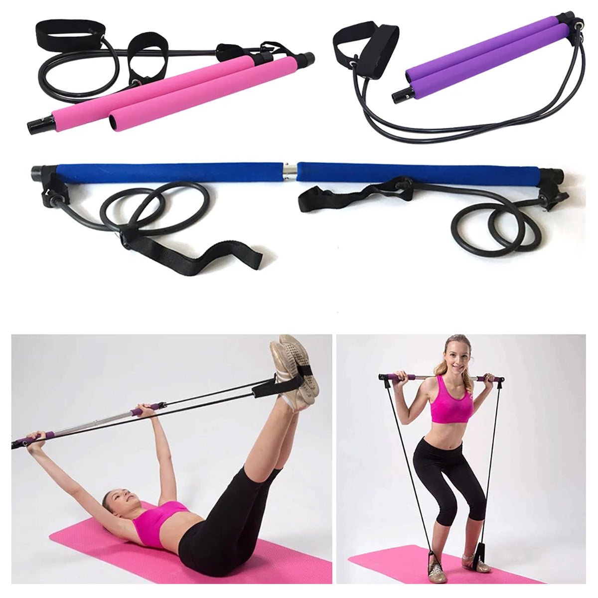 Pilates Bar Stick Resistance Band for Portable Gym Home - Taplike