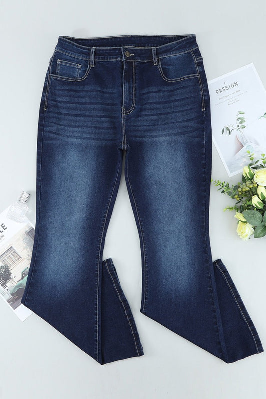 Plus Size Mid-Rise Waist Flare Jeans - TapLike