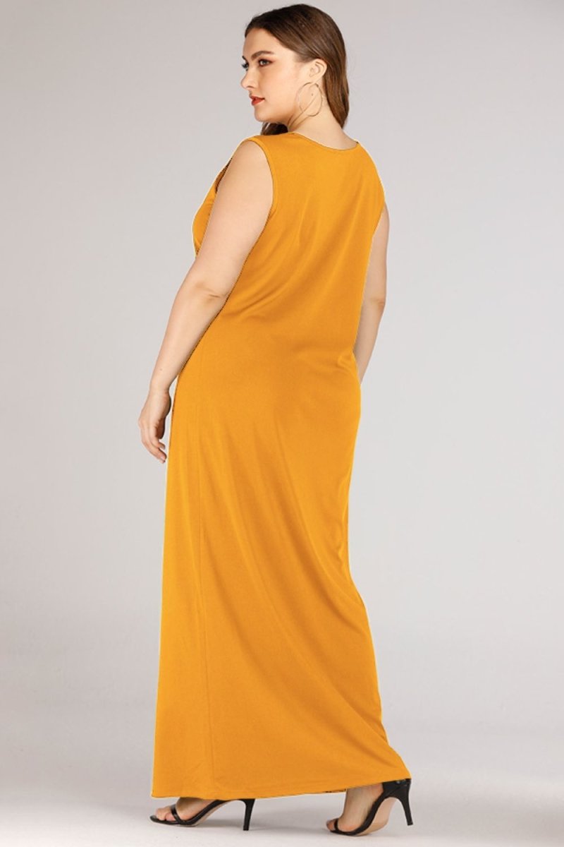 Plus Size Scoop Neck Maxi Tank Dress - TapLike