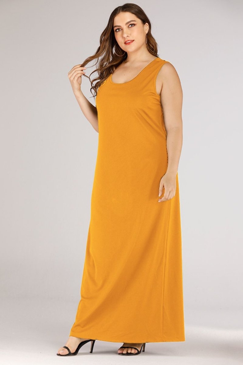 Plus Size Scoop Neck Maxi Tank Dress - TapLike