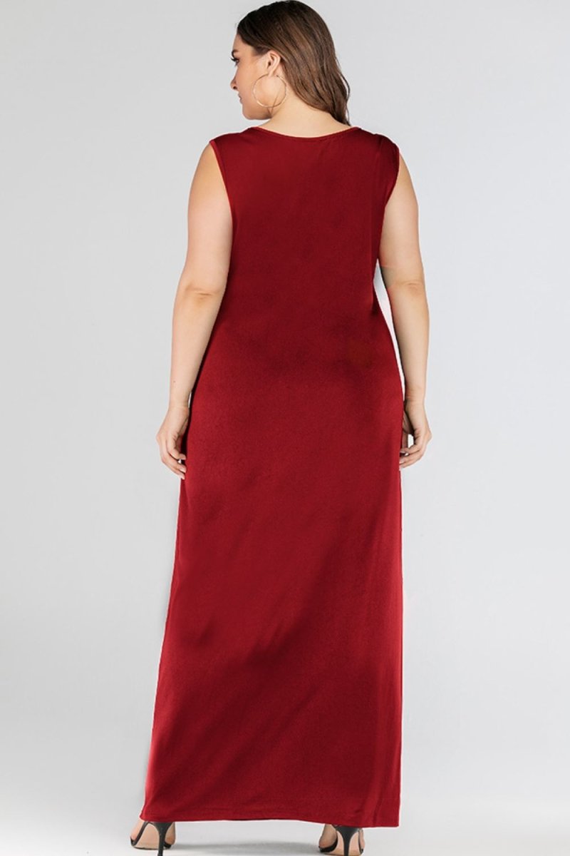 Plus Size Scoop Neck Maxi Tank Dress - TapLike