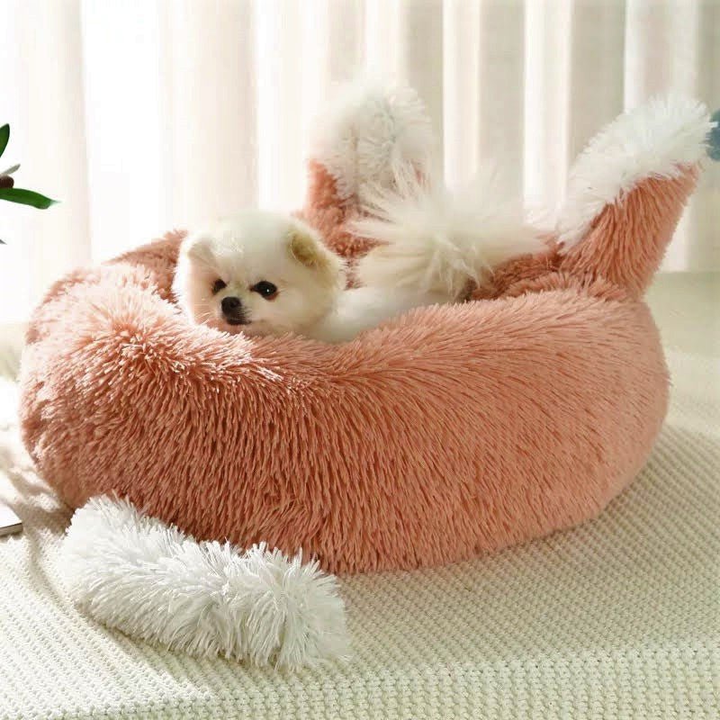 Plush Pet Bed with Ears and Tail for Cats and Small Dogs - Taplike