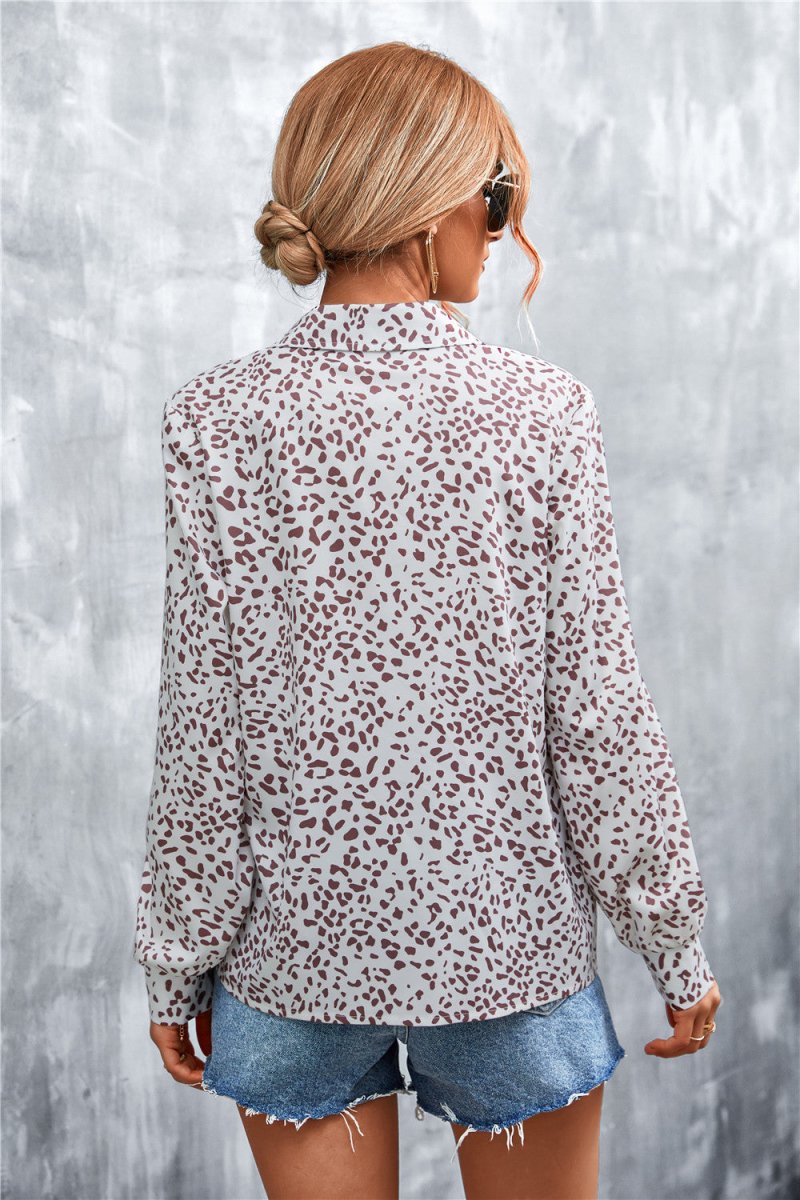 Printed Button Down Long Sleeve Shirt - TapLike