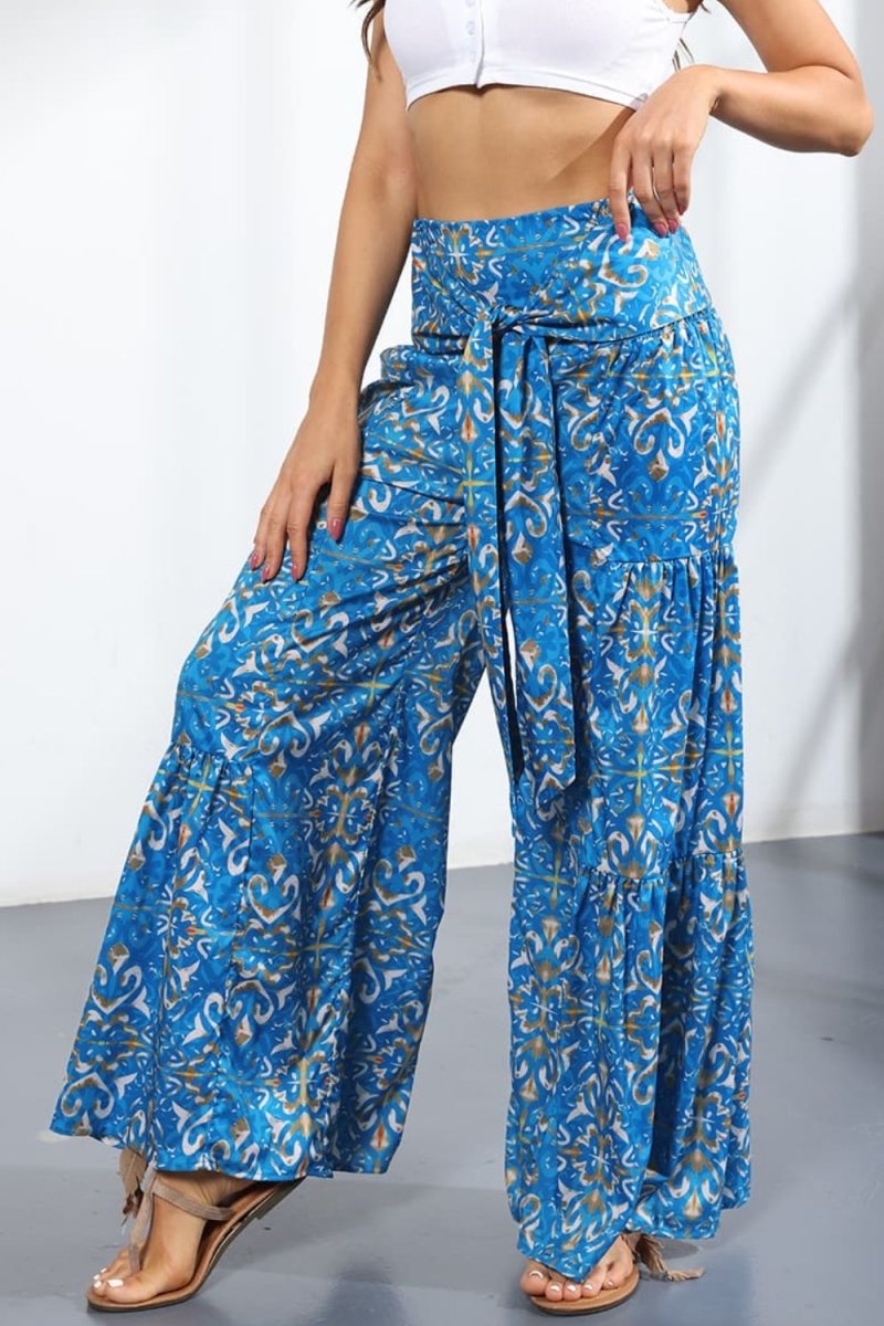 Printed High-Rise Tied Culottes - Taplike