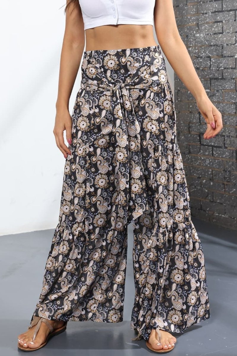 Printed High-Rise Tied Culottes - Taplike