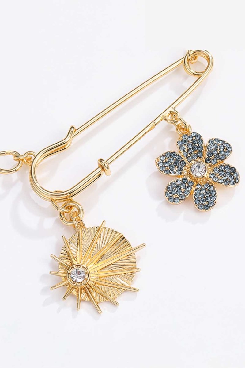 Rhinestone Flower Paperclip Chain Necklace - TapLike