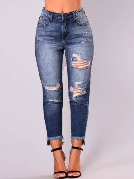 Ripped Cropped Jeans H7XHRQETKN - TapLike