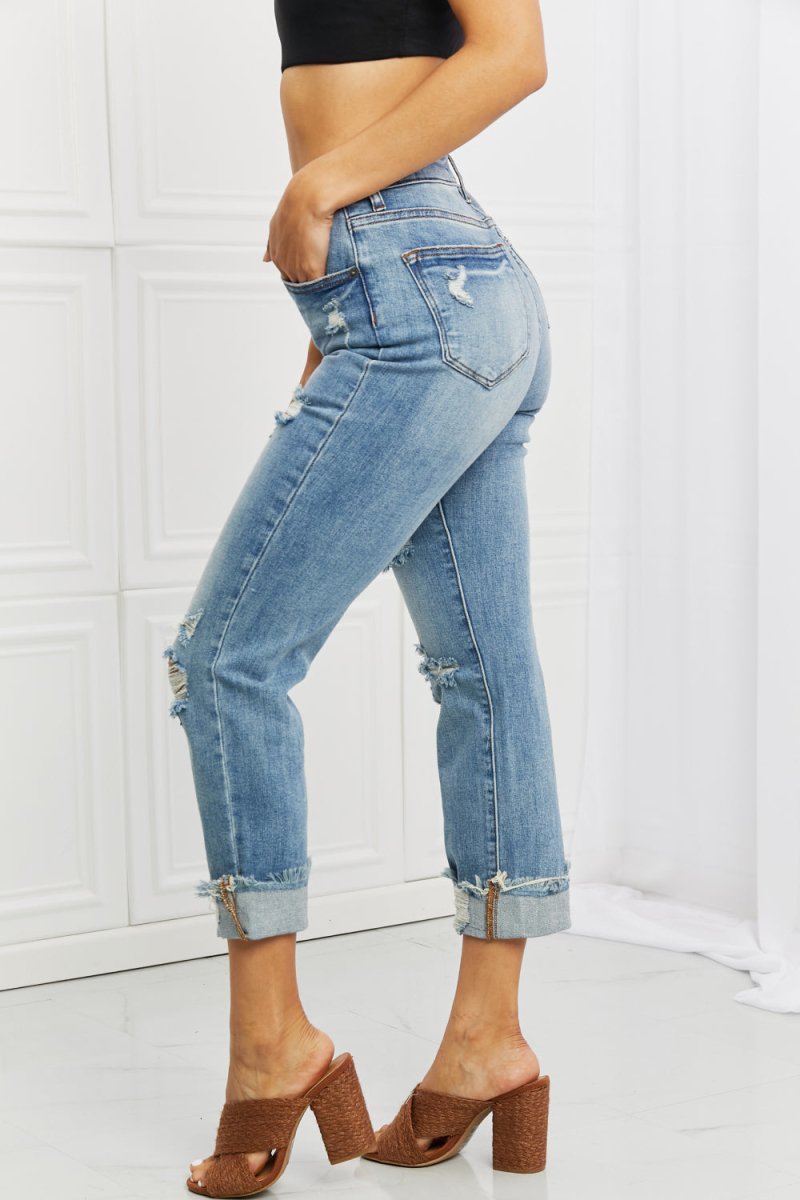 RISEN Full Size Leilani Distressed Straight Leg Jeans - Taplike