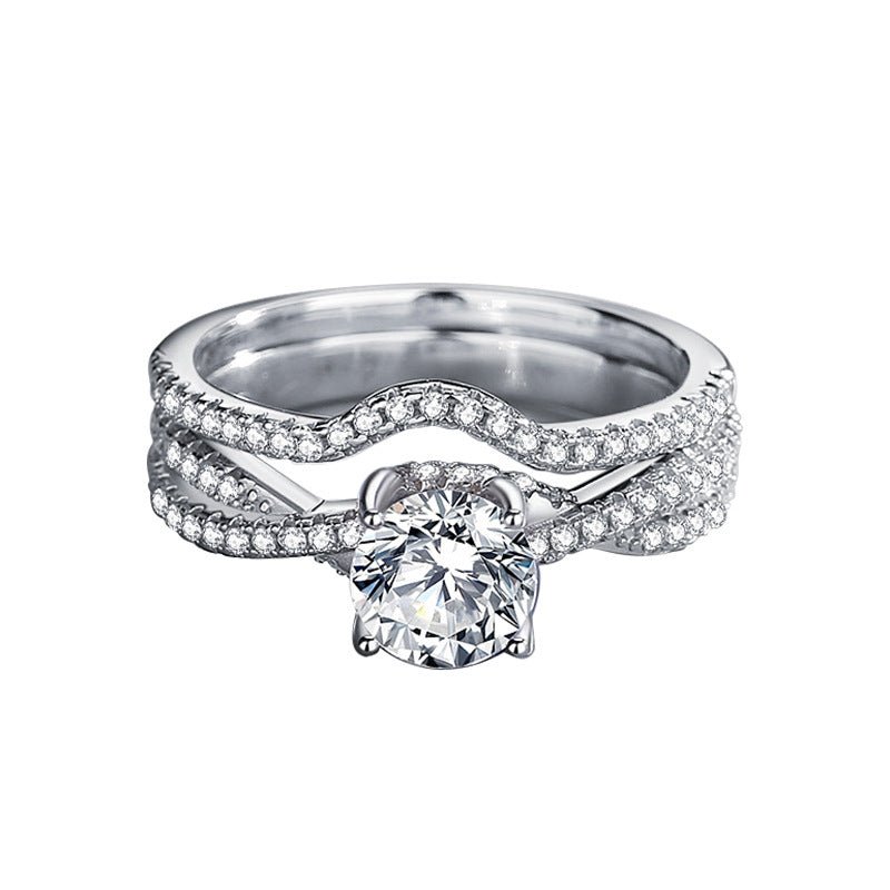 Round moissanite diamond ring in S95 sterling silver with European and American light style set ring 2 ways to wear - TapLike