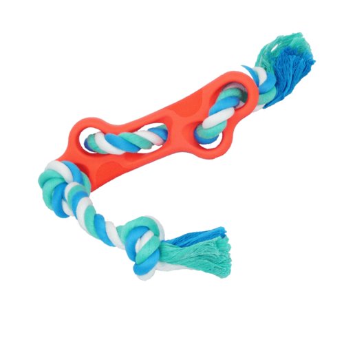 Rubber Bone Dog Chew Toy with Tug Rope -- Great for Active Dogs - Taplike