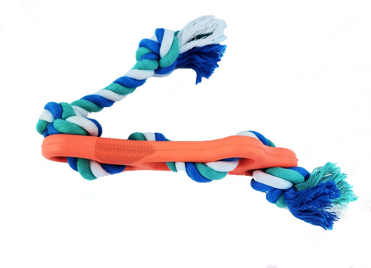 Rubber Bone Dog Chew Toy with Tug Rope -- Great for Active Dogs - Taplike