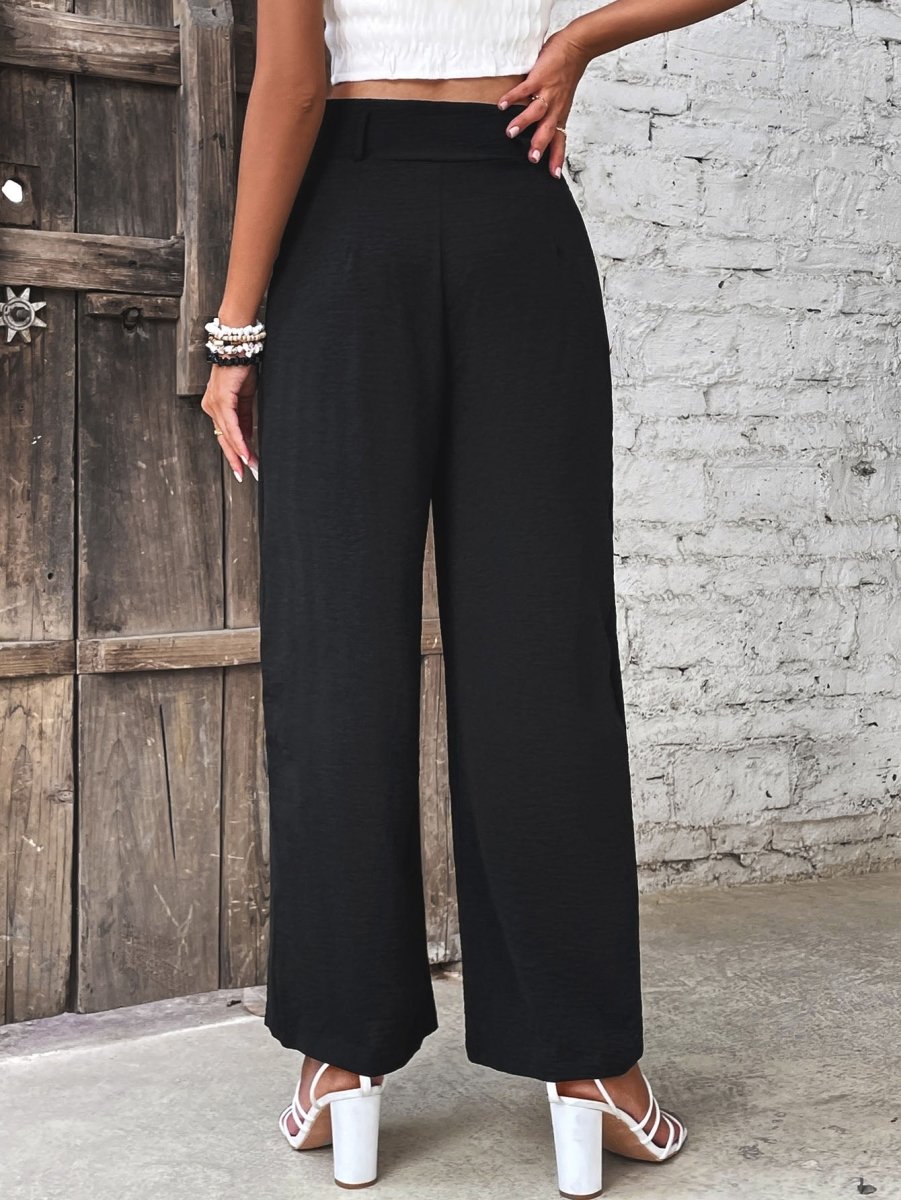 Ruched High Waist Straight Leg Pants - Taplike