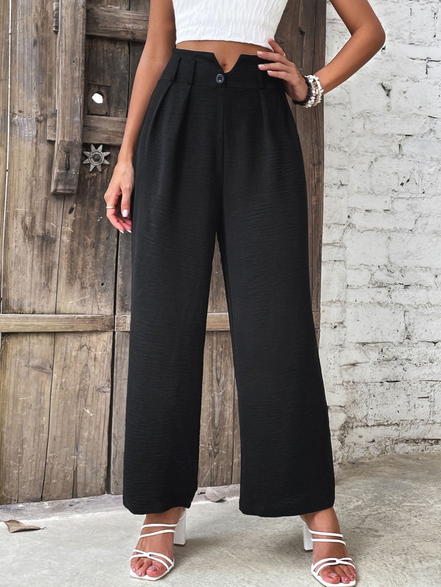 Ruched High Waist Straight Leg Pants - Taplike