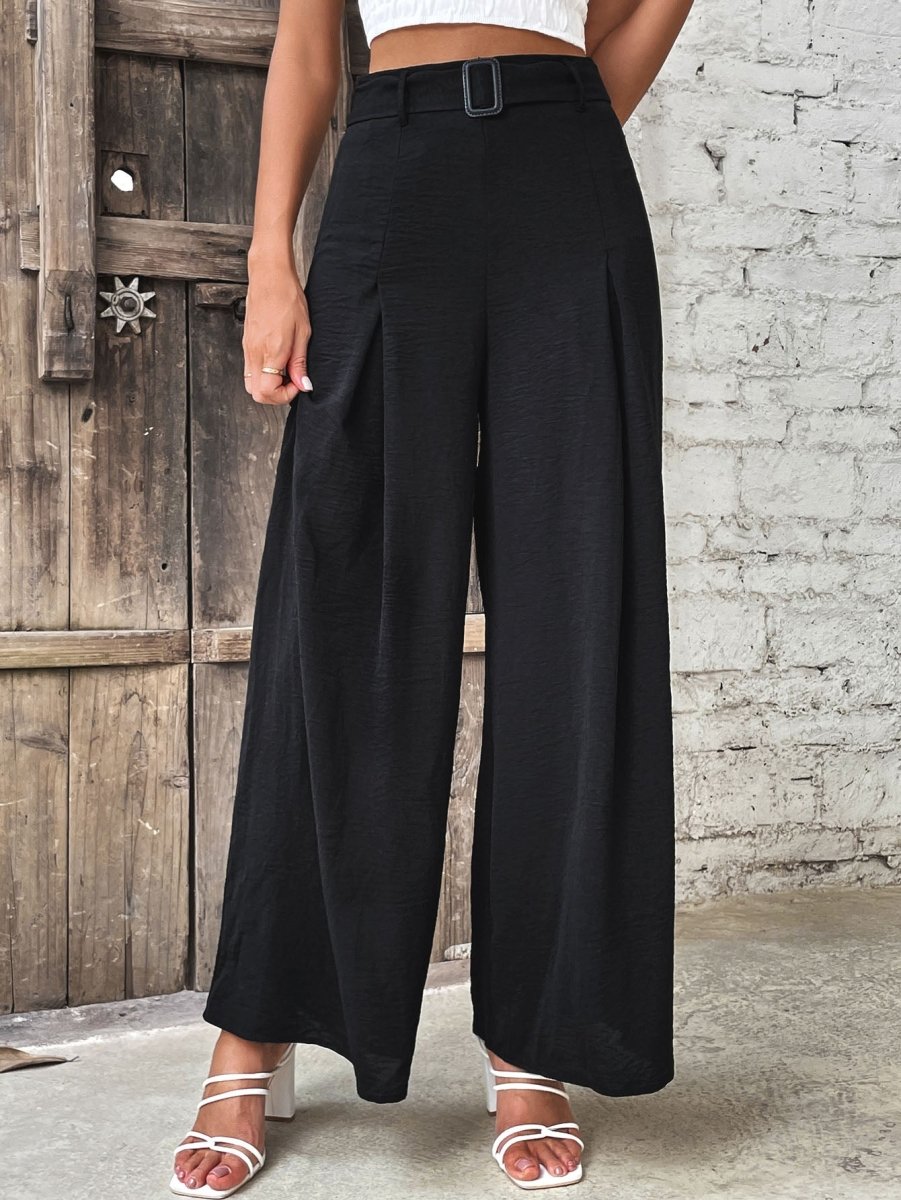 Ruched High Waist Wide Leg Pants - Taplike