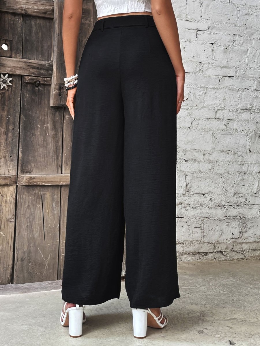 Ruched High Waist Wide Leg Pants - Taplike