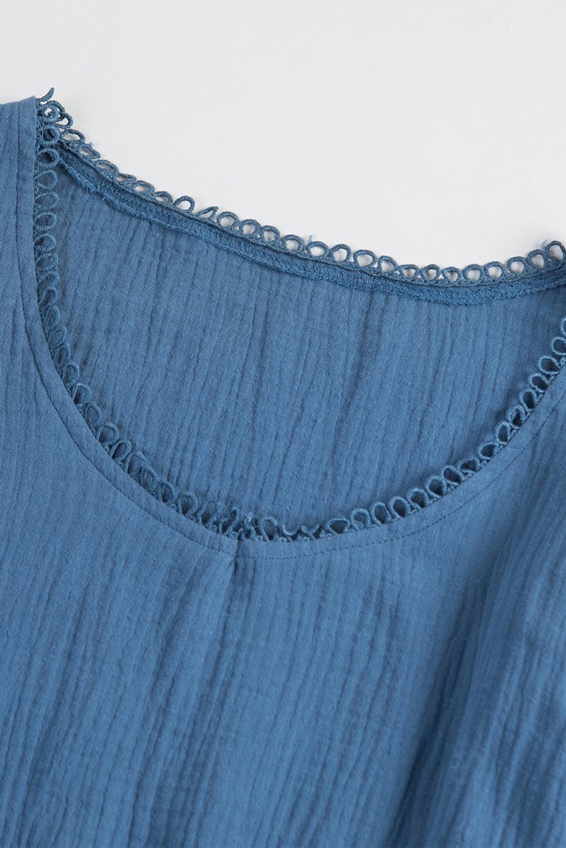 Ruffled V-Neck Flounce Sleeve Textured Dress - TapLike