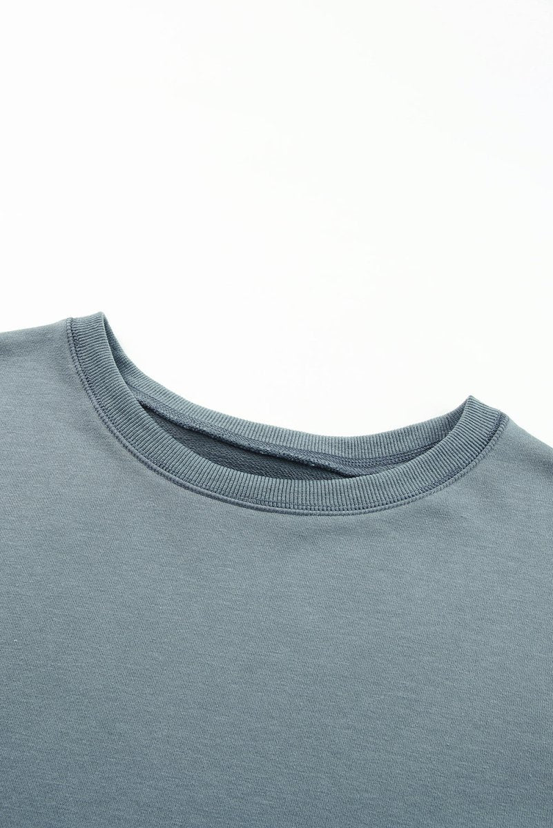 Side Slit Drop Shoulder Sweatshirt 10010000183 - TapLike