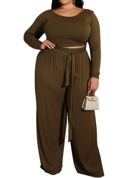 Solid Color Knit Casual Two-Piece Set HFLAWVSS3T - TapLike