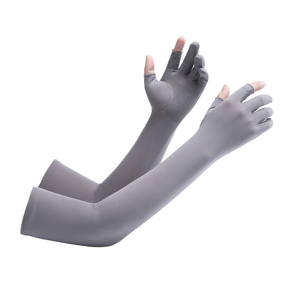 Sports Ice Silk Arm Sleeves Sun Protection Sleeve Fingerless Design - Taplike
