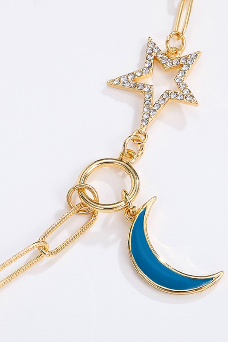 Star and Moon Rhinestone Alloy Necklace - TapLike