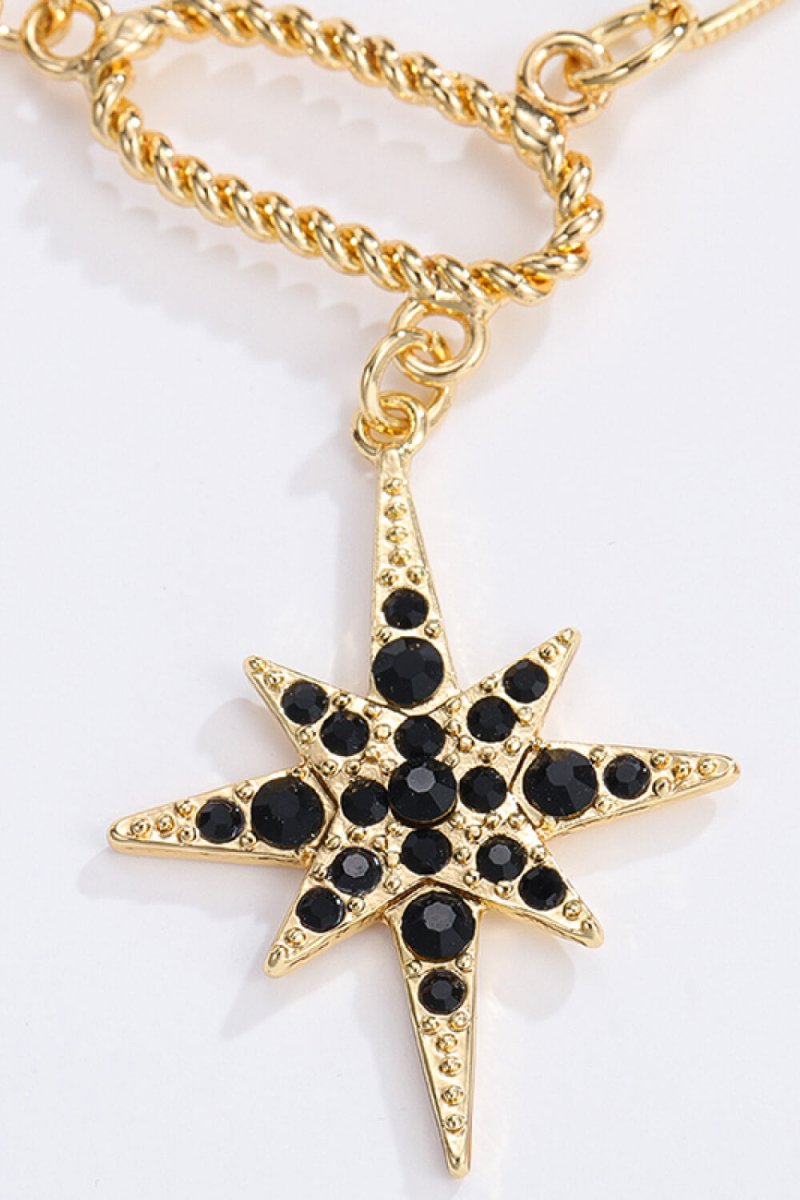 Star and Moon Rhinestone Alloy Necklace - TapLike