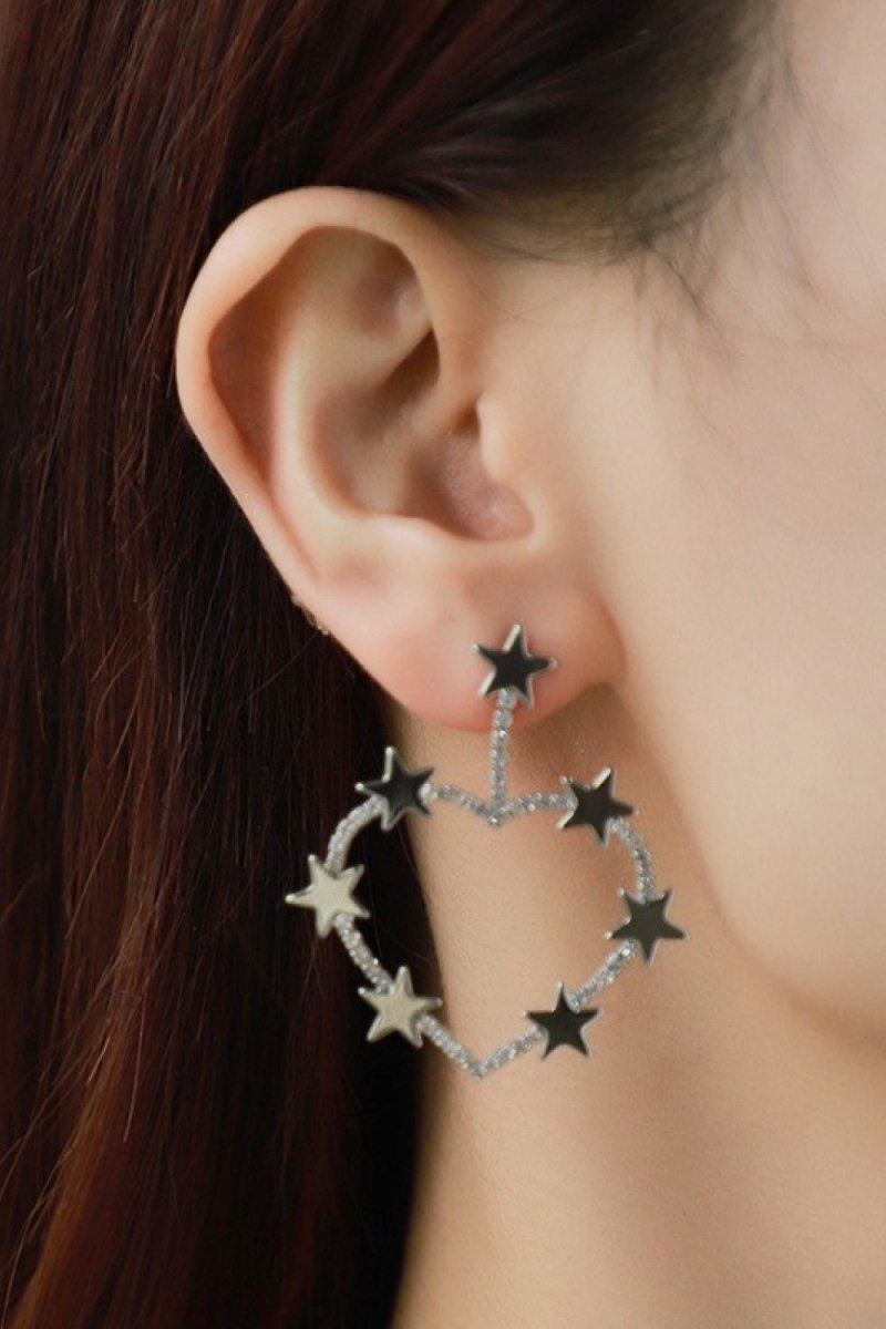 Star Zircon Heart-Shaped Earrings - TapLike